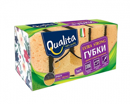 Кухонные губки QUALITA EXTRA STRONG 5 шт. - Вид 1