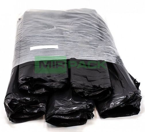 Мешки для мусора 30 литров, 45 мкм, в пачках 500 шт. черные, 2 х слойные до 25 кг. - Вид 7